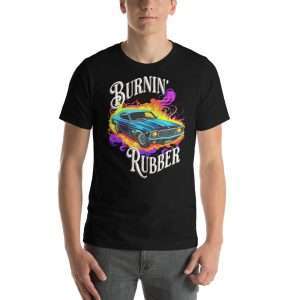 Black - Burnin’ Rubber T-shirt White Text