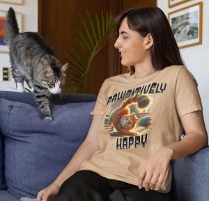 Pawsitively Happy, Cat, Bella+Canvas 3001 Unisex T-Shirt