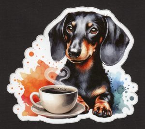 Dachshund With Coffee Sticker
